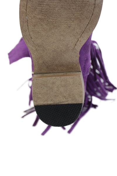Roman Valley Kids Childrens Girls Suede Fringe Cowboy Boots Purple Size 10