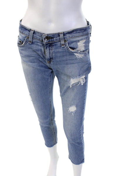 Rag & Bone Jean Womens Cropped Ankle Jeans Blue Mid-Rise Button Size 26