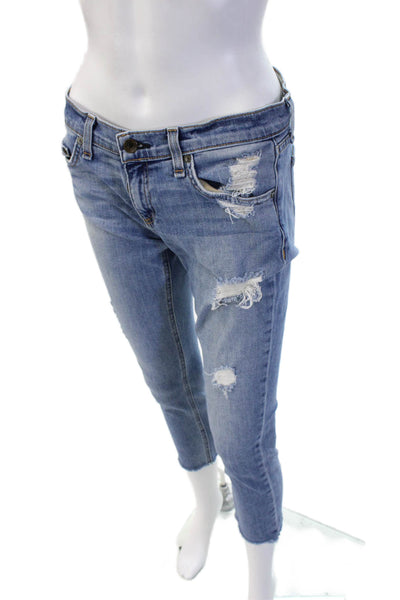 Rag & Bone Jean Womens Cropped Ankle Jeans Blue Mid-Rise Button Size 26