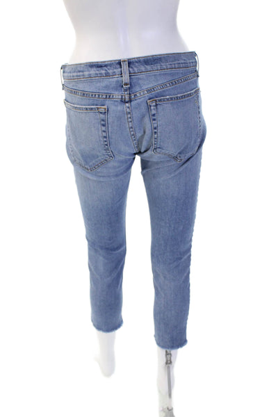 Rag & Bone Jean Womens Cropped Ankle Jeans Blue Mid-Rise Button Size 26
