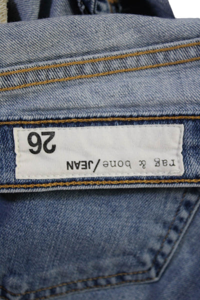 Rag & Bone Jean Womens Cropped Ankle Jeans Blue Mid-Rise Button Size 26