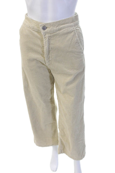 AG Womens Cropped Beige Striped Cotton Pants Size 24