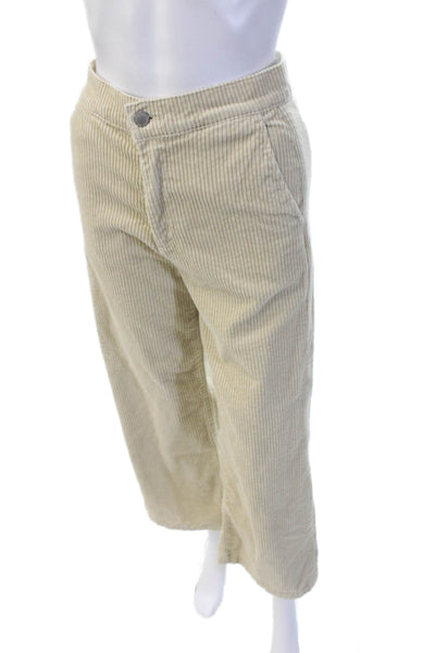 AG Womens Cropped Beige Striped Cotton Pants Size 24