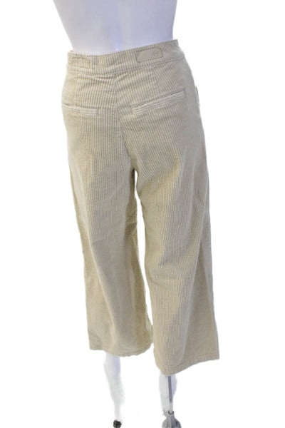 AG Womens Cropped Beige Striped Cotton Pants Size 24