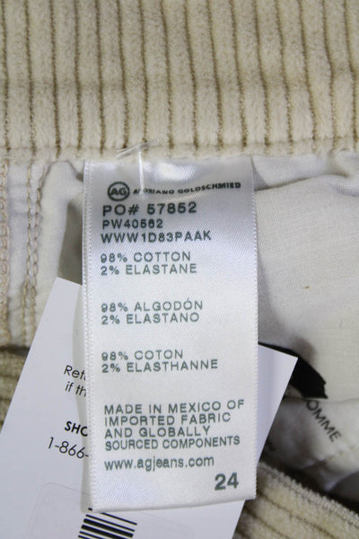 AG Womens Cropped Beige Striped Cotton Pants Size 24