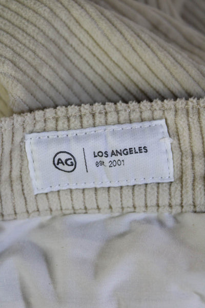 AG Womens Cropped Beige Striped Cotton Pants Size 24