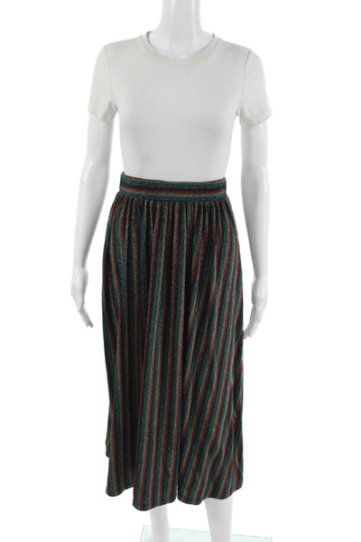 J Crew Womens A-Line Maxi Skirt Black Striped Size XS