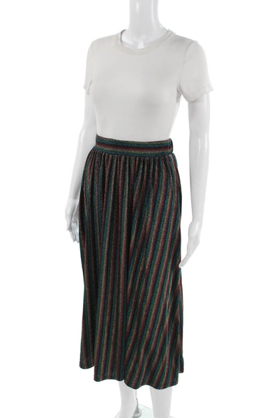 J Crew Womens A-Line Maxi Skirt Black Striped Size XS