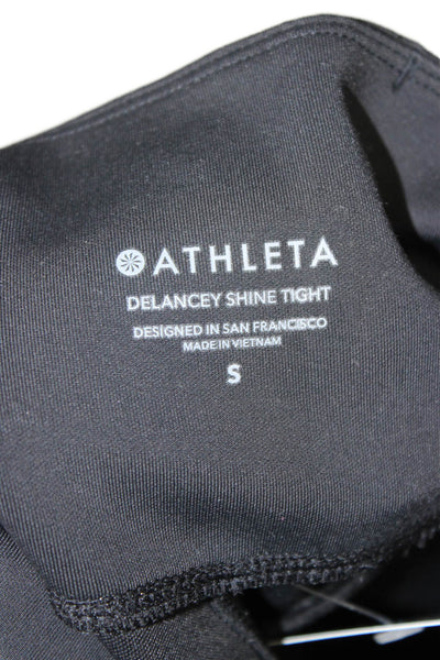 Athleta Women Ankle Jegging Biker Black Polyurethane Polyester Spandex Size S