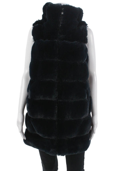 Via Spiga Womens Puffer Quilted Vest Black High Neck Zip Polyester Size S
