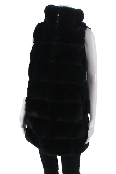 Via Spiga Womens Puffer Quilted Vest Black High Neck Zip Polyester Size S