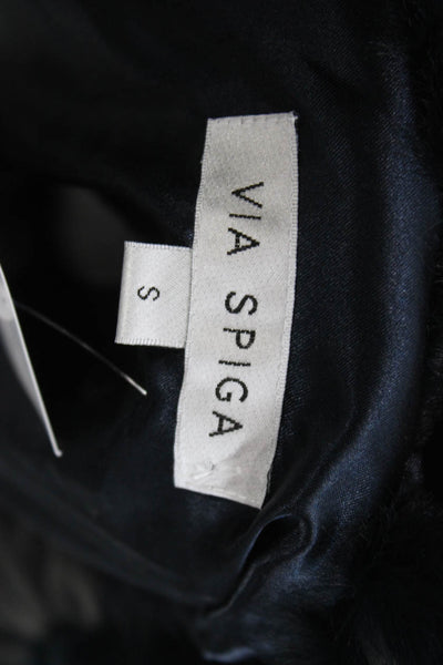 Via Spiga Womens Puffer Quilted Vest Black High Neck Zip Polyester Size S