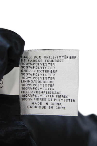 Via Spiga Womens Puffer Quilted Vest Black High Neck Zip Polyester Size S
