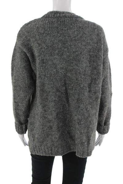 Zara Unisex Cardigan Dark Gray V Neck Button Long Sleeve Size S