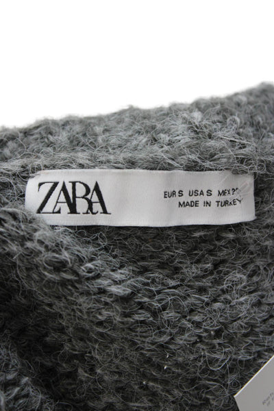 Zara Unisex Cardigan Dark Gray V Neck Button Long Sleeve Size S