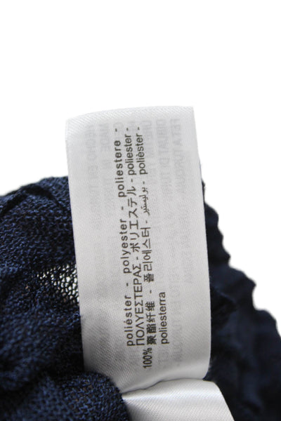 Zara Womens Mock Neck Long Sleeve Dark Blue Polyester Top Size M