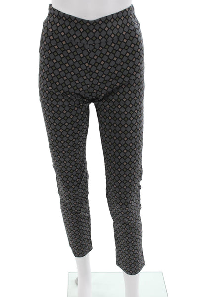 Krazy Larry Women Ankle Cropped Black Geometric Rayon Blend Pants Size 0