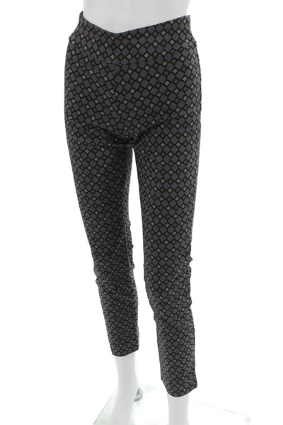 Krazy Larry Women Ankle Cropped Black Geometric Rayon Blend Pants Size 0