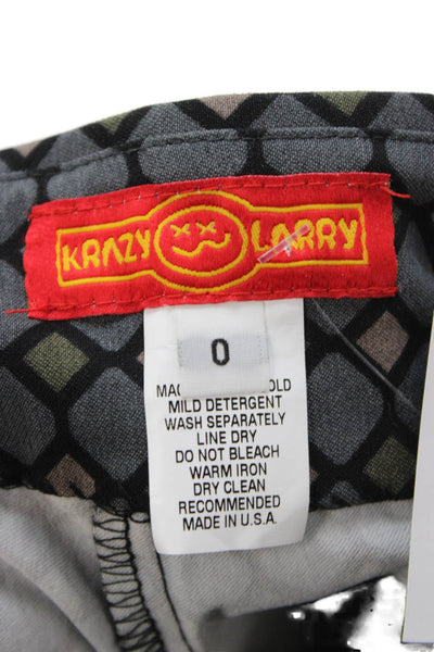 Krazy Larry Women Ankle Cropped Black Geometric Rayon Blend Pants Size 0