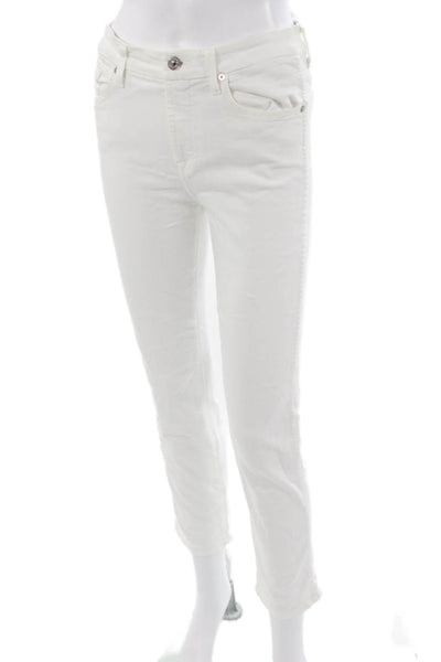 7 For All Mankind Womens Ankle Cropped Skinny White Mid-Rise Jeans Size 26