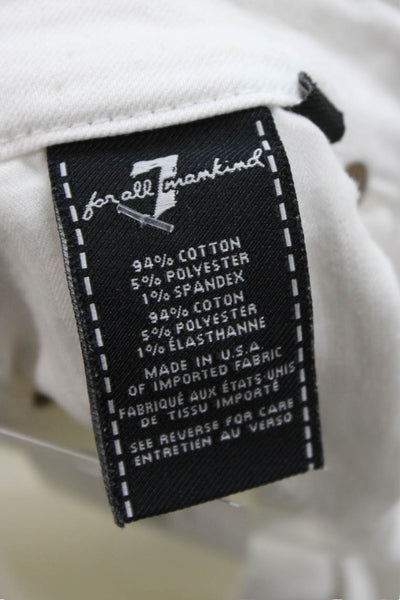7 For All Mankind Womens Ankle Cropped Skinny White Mid-Rise Jeans Size 26