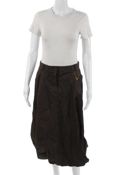 Zara Women A-Line Skirt Brown Polyester Midi Size S