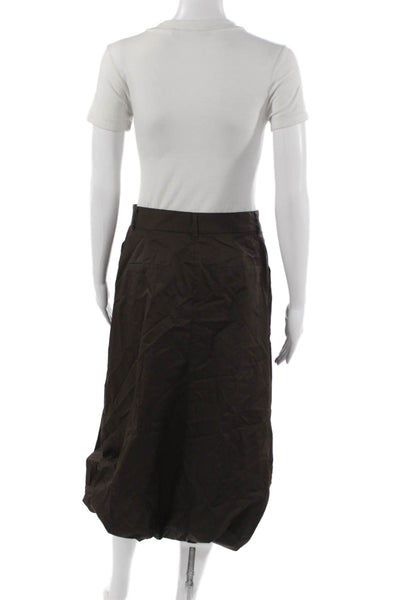 Zara Women A-Line Skirt Brown Polyester Midi Size S
