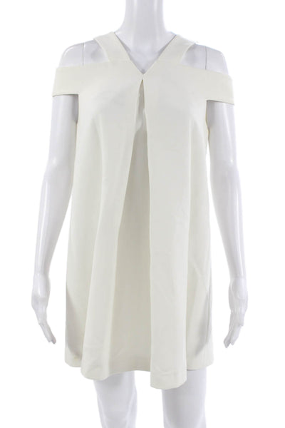 Rachel Zoe Womens Shift Dress White V-Neck Short Designer Size 4