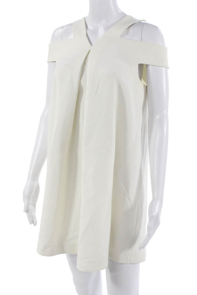 Rachel Zoe Womens Shift Dress White V-Neck Short Designer Size 4