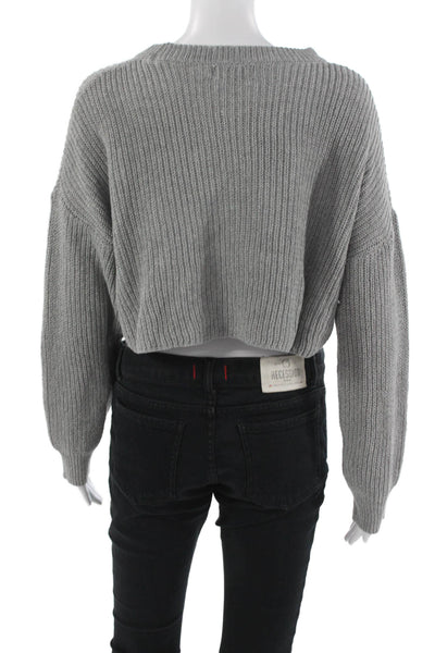 Pretty Little Thing Unisex Pullover Sweater Gray Crew Neck Long Sleeve Size S