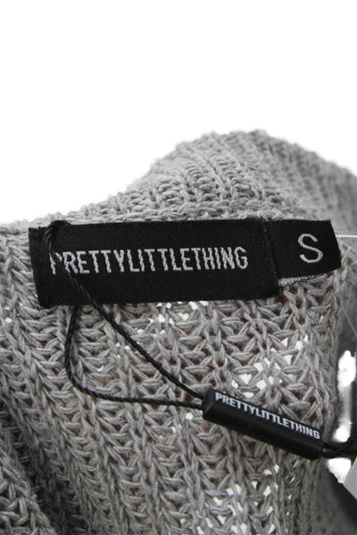 Pretty Little Thing Unisex Pullover Sweater Gray Crew Neck Long Sleeve Size S