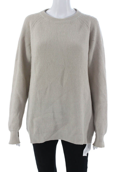 Helmut Lang Unisex Beige Crew Neck Pullover Wool Cashmere Long Sleeve Size L