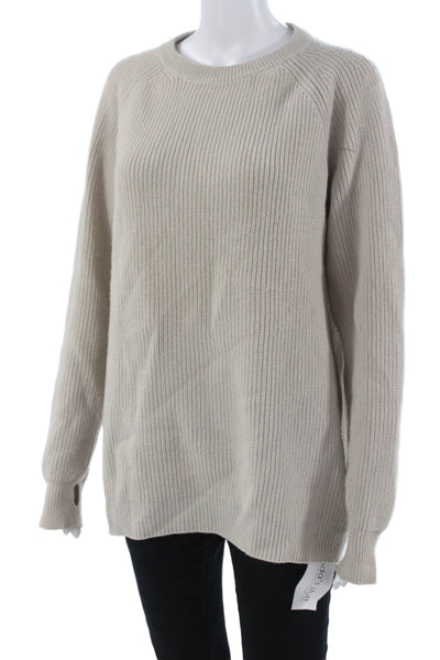Helmut Lang Unisex Beige Crew Neck Pullover Wool Cashmere Long Sleeve Size L