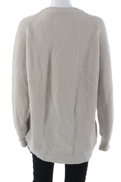 Helmut Lang Unisex Beige Crew Neck Pullover Wool Cashmere Long Sleeve Size L
