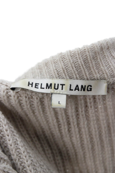 Helmut Lang Unisex Beige Crew Neck Pullover Wool Cashmere Long Sleeve Size L