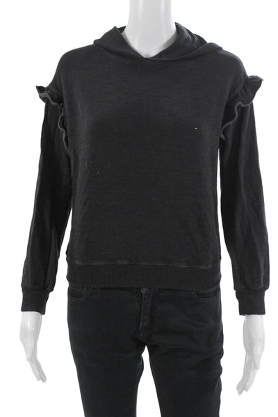 Monrow Womens Pullover Hoodie Black Long Sleeve Grunge Size S