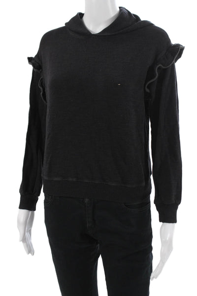Monrow Womens Pullover Hoodie Black Long Sleeve Grunge Size S