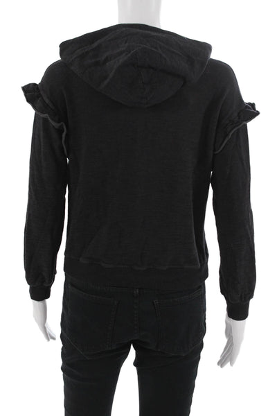 Monrow Womens Pullover Hoodie Black Long Sleeve Grunge Size S