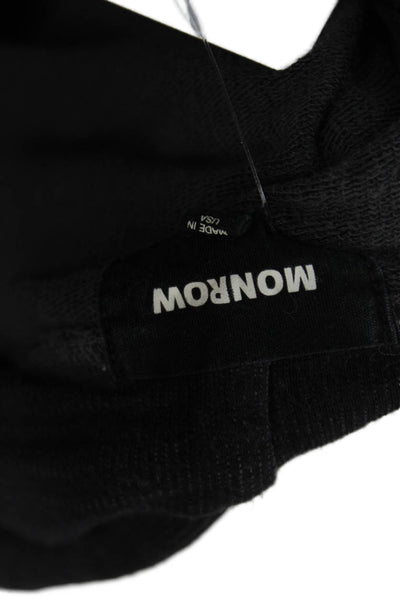 Monrow Womens Pullover Hoodie Black Long Sleeve Grunge Size S