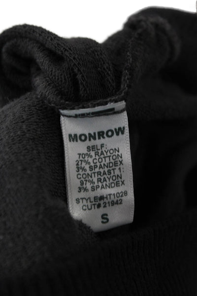 Monrow Womens Pullover Hoodie Black Long Sleeve Grunge Size S