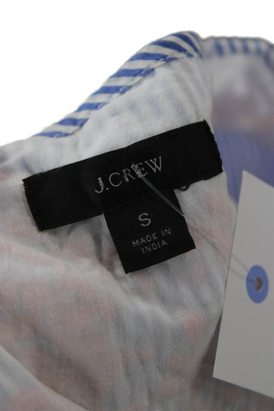 J Crew Women Shirt Dress Blue Striped V-Neck 3/4 Sleeve Size S