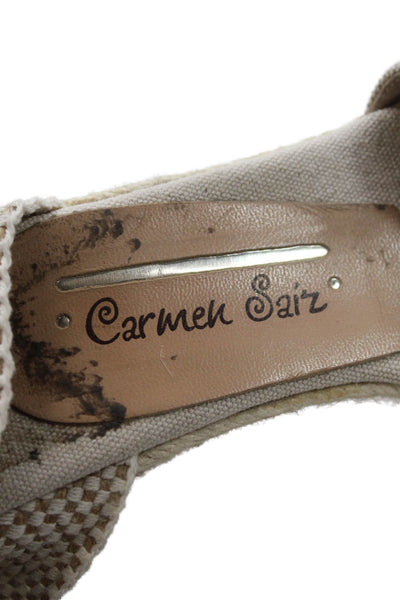 Carmen Saiz Womens Lace Up Espadrille Wedge Sandals Beige Size 39 9