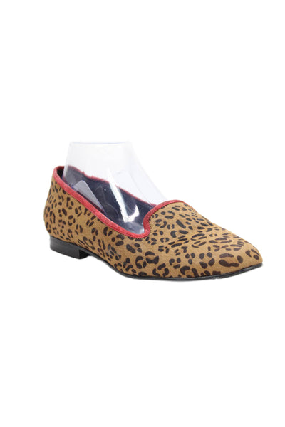 C Wonder Womens Animal Print Slide On Loafers Brown Red Size 9.5