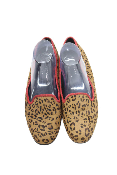 C Wonder Womens Animal Print Slide On Loafers Brown Red Size 9.5