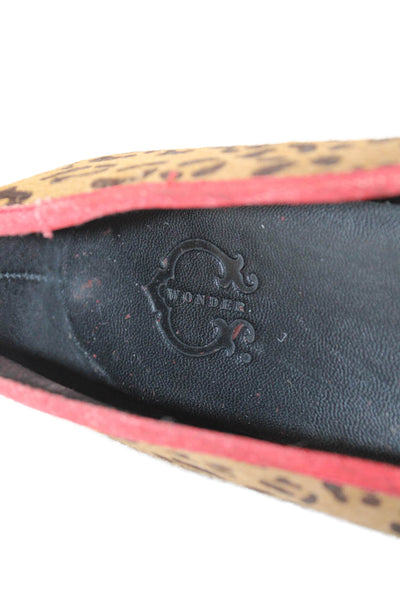 C Wonder Womens Animal Print Slide On Loafers Brown Red Size 9.5