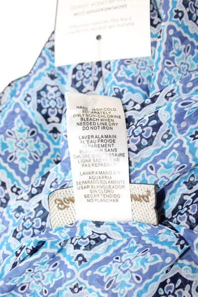 Tommy Bahama Womens Kaftan Maxi Blue Geometric V-Neck Drawstring Size S