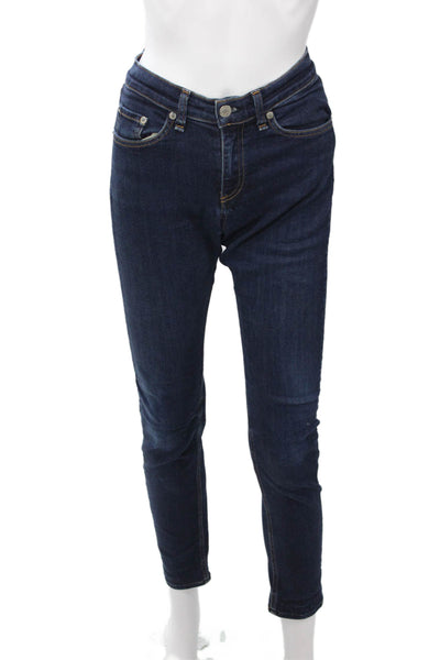 Rag & Bone Jean Womens Skinny Ankle Jeans Dark Blue Mid Rise 27 Inseam Size 28