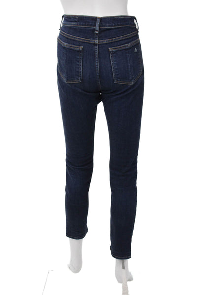 Rag & Bone Jean Womens Skinny Ankle Jeans Dark Blue Mid Rise 27 Inseam Size 28