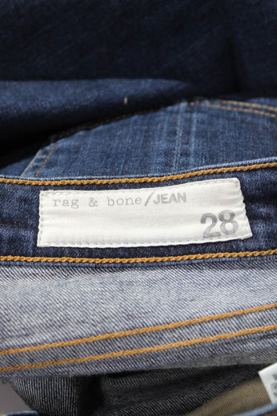 Rag & Bone Jean Womens Skinny Ankle Jeans Dark Blue Mid Rise 27 Inseam Size 28