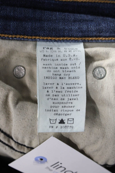 Rag & Bone Jean Womens Skinny Ankle Jeans Dark Blue Mid Rise 27 Inseam Size 28